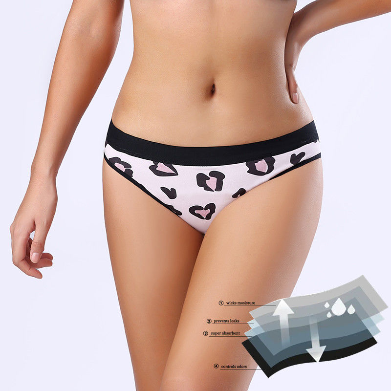 Leak Proof Period Proof Underwear For Teenage Undies Cotton Leopard Print Style Heavy Flow